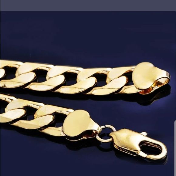 NEW 18k gold plated 24" cuban link chain necklace - Picture 5 of 8